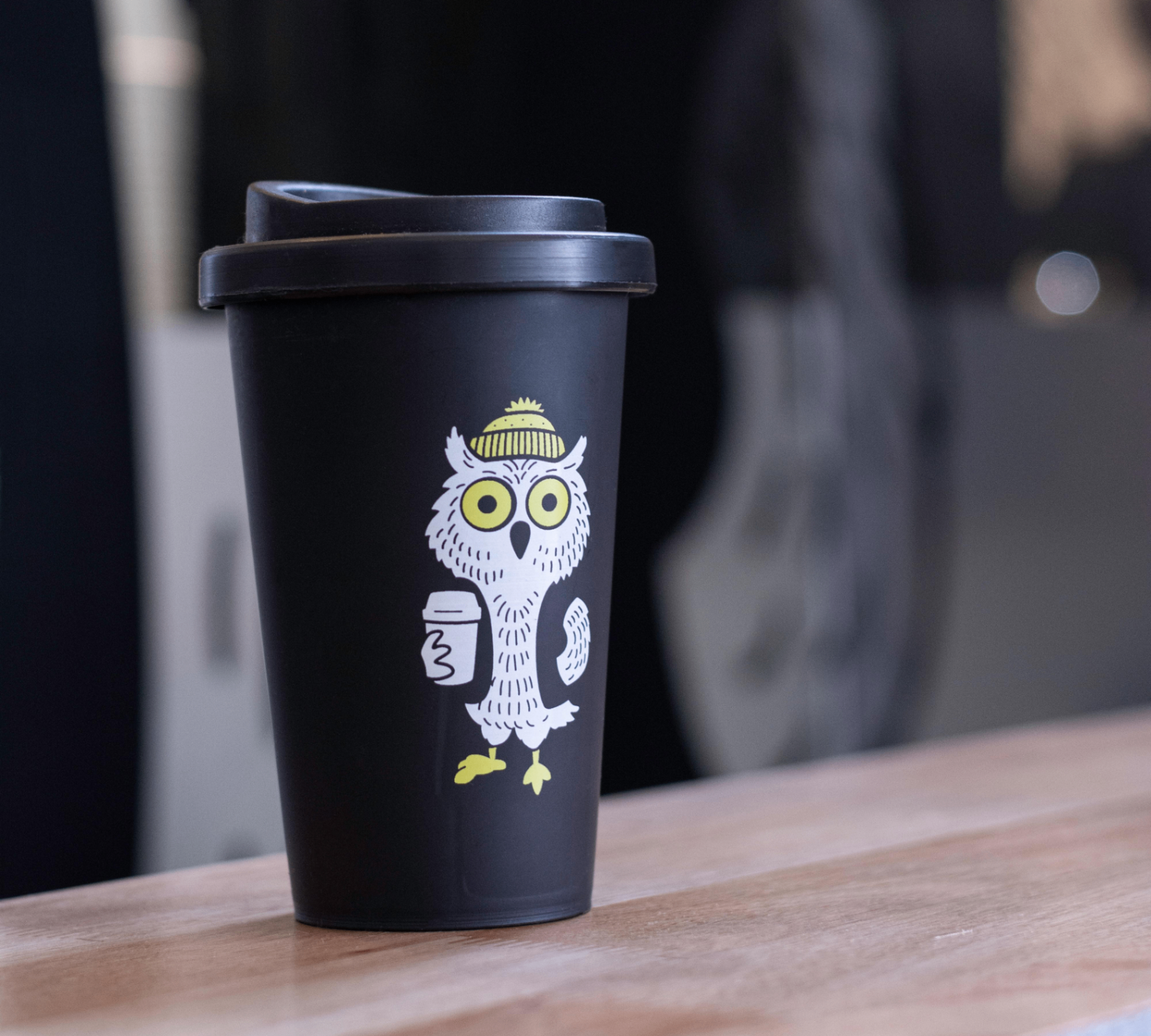 Vaso térmico negro Búho Café